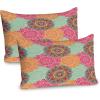 Ambesonne Grunge Pillow Sham Set of 2, Rainbow Color Heart Shapes Valentine’s Day Design Romantic His and Hers Theme, Quality Microfiber Bedding Item for All Seasons, 36″ x 20″, Red Blue Yellow(Fuchsia Orange)