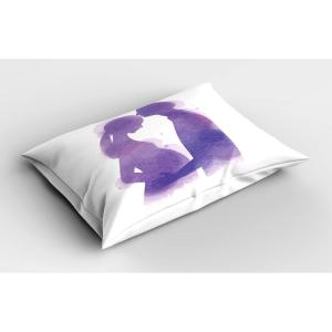 Ambesonne Grunge Pillow Sham Set of 2, Rainbow Color Heart Shapes Valentine’s Day Design Romantic His and Hers Theme, Quality Microfiber Bedding Item for All Seasons, 36″ x 20″, Red Blue Yellow(Lavender and White)
