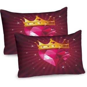 Ambesonne Grunge Pillow Sham Set of 2, Rainbow Color Heart Shapes Valentine’s Day Design Romantic His and Hers Theme, Quality Microfiber Bedding Item for All Seasons, 36″ x 20″, Red Blue Yellow(Pink and Yellow)