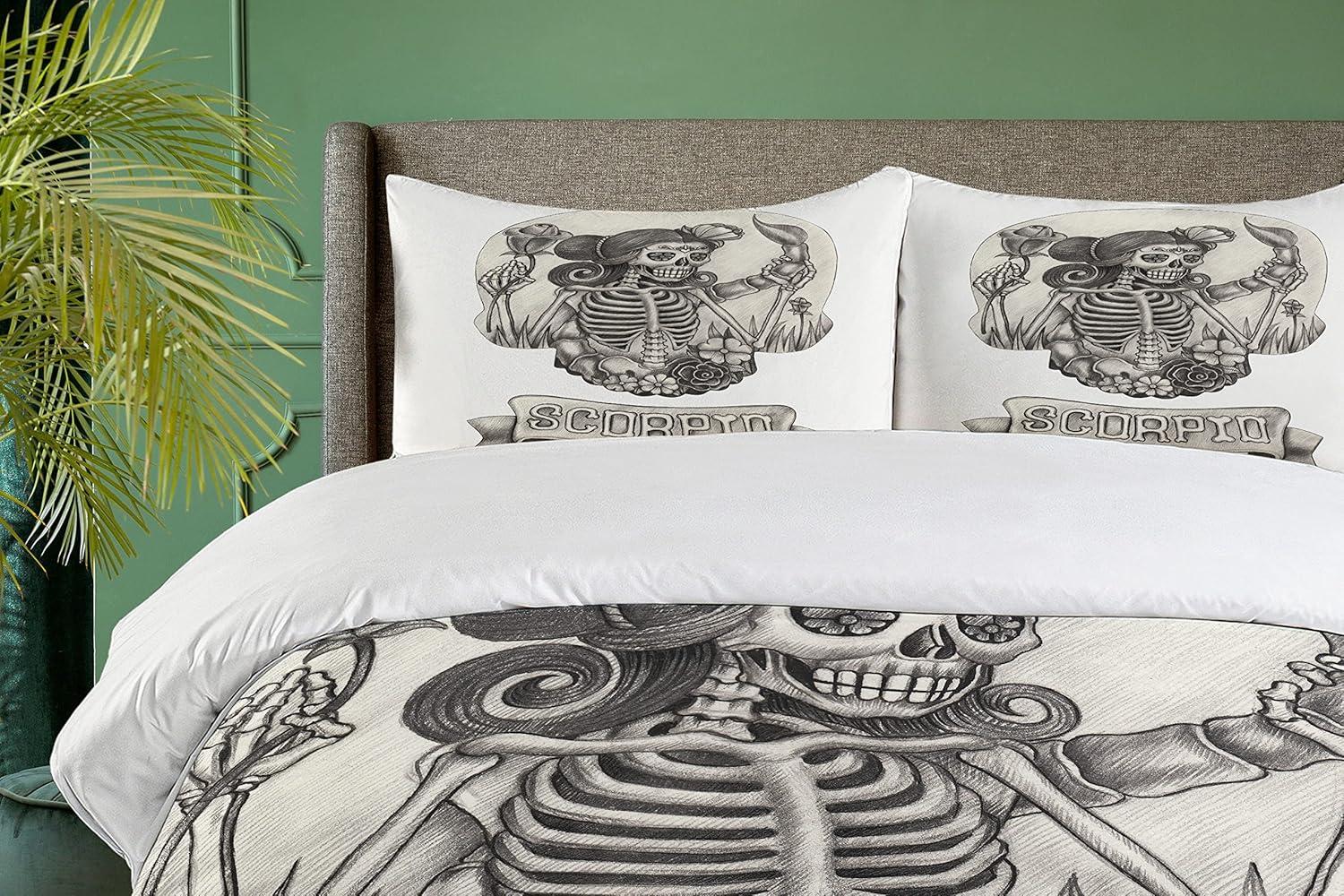 imageAmbesonne Romantic Duvet Cover Set Valentines Hearts Lovers Forever Together Birthday Marriage Print Decorative 3 Piece Bedding Set with 2 Pillow Shams Queen Size Sea Green BrownBeige Black White