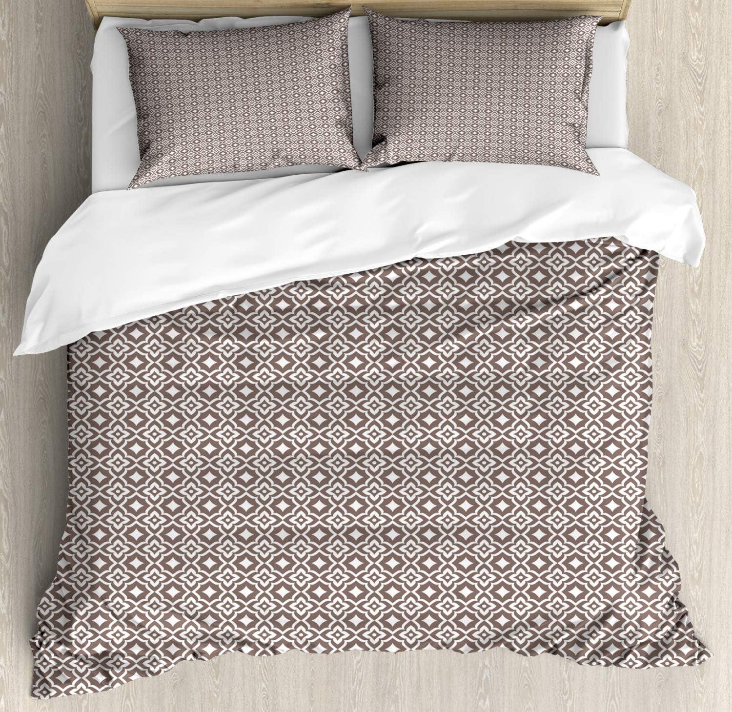 imageAmbesonne Romantic Duvet Cover Set Valentines Hearts Lovers Forever Together Birthday Marriage Print Decorative 3 Piece Bedding Set with 2 Pillow Shams Queen Size Sea Green BrownTaupe and White