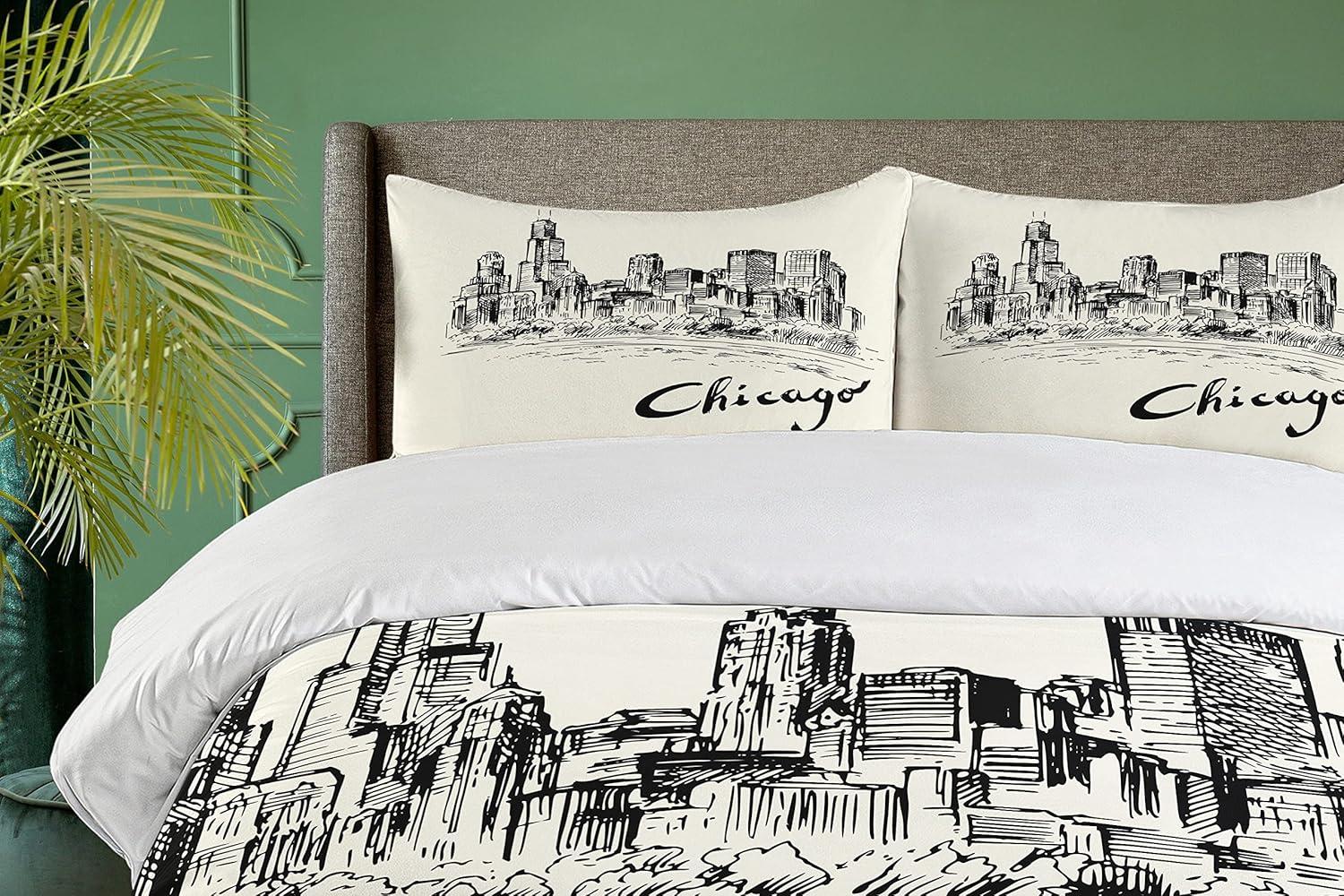 imageAmbesonne Romantic Duvet Cover Set Valentines Hearts Lovers Forever Together Birthday Marriage Print Decorative 3 Piece Bedding Set with 2 Pillow Shams Queen Size Sea Green BrownBlack and Cream