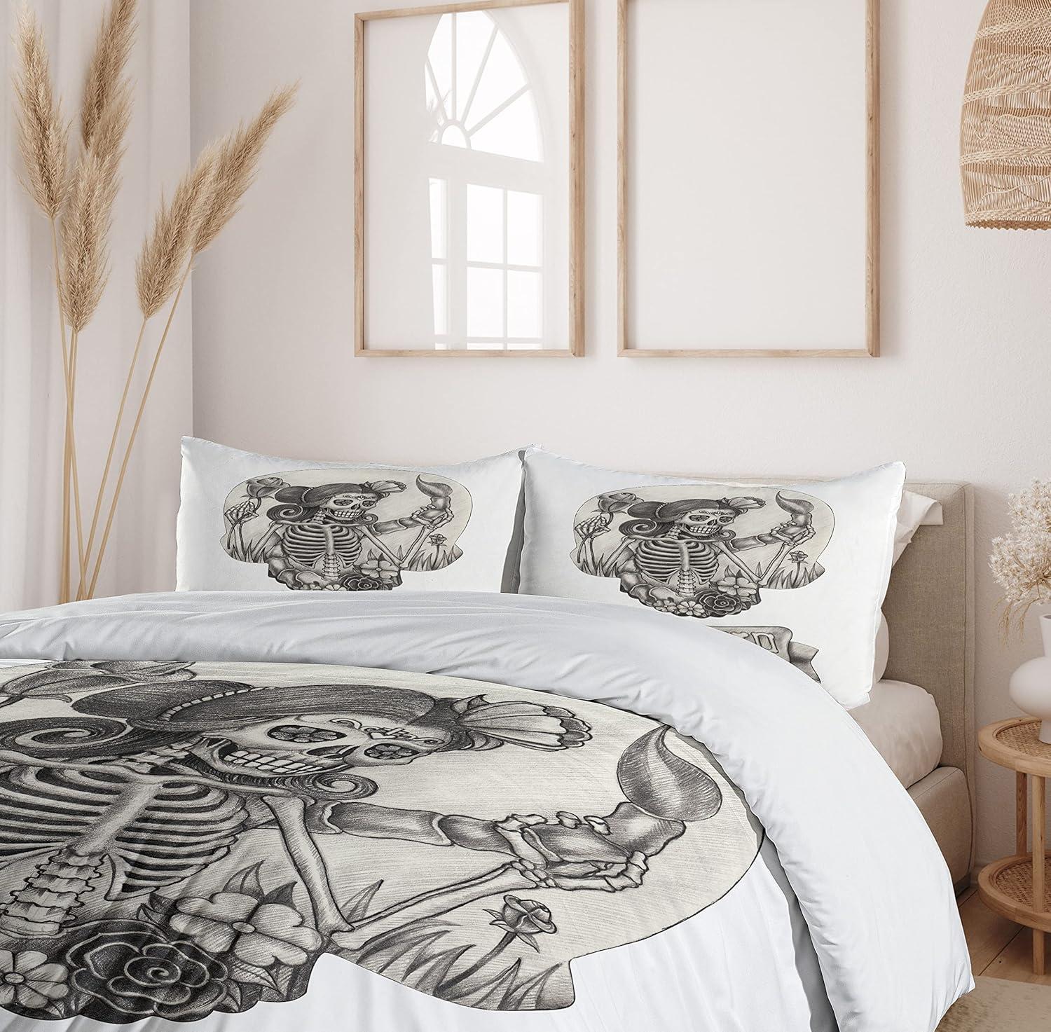 imageAmbesonne Romantic Duvet Cover Set Valentines Hearts Lovers Forever Together Birthday Marriage Print Decorative 3 Piece Bedding Set with 2 Pillow Shams Queen Size Sea Green BrownBeige Black White