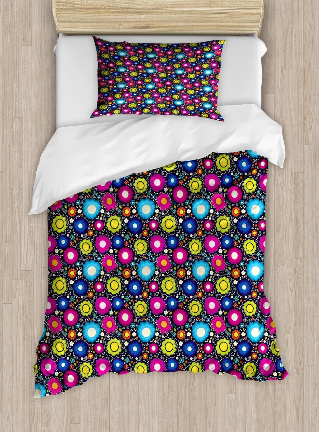 imageAmbesonne Watercolor Duvet Cover Sets Valentines Day Theme Colorful Little Hearts Vibrant Paintbrush Effect Bedding Set with 2 Duvet Covers amp 4 Pillowcases 2 Pack Queen Size MulticolorMagenta Multicolor