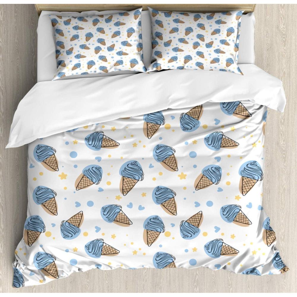 imageAmbesonne Giraffe Duvet Cover Set Couple Kissing Valentines Day Theme Lovers of Safari Animals Fun Romance Decorative 3 Piece Bedding Set with 2 Pillow Shams Queen Size Cinnamon White PeachPale Blue Tan and Pale Yellow