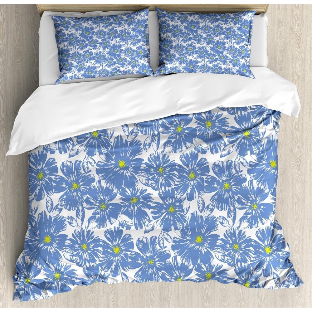 imageAmbesonne Romantic Duvet Cover Set Valentines Hearts Lovers Forever Together Birthday Marriage Print Decorative 3 Piece Bedding Set with 2 Pillow Shams Queen Size Sea Green BrownViolet Blue Yellow
