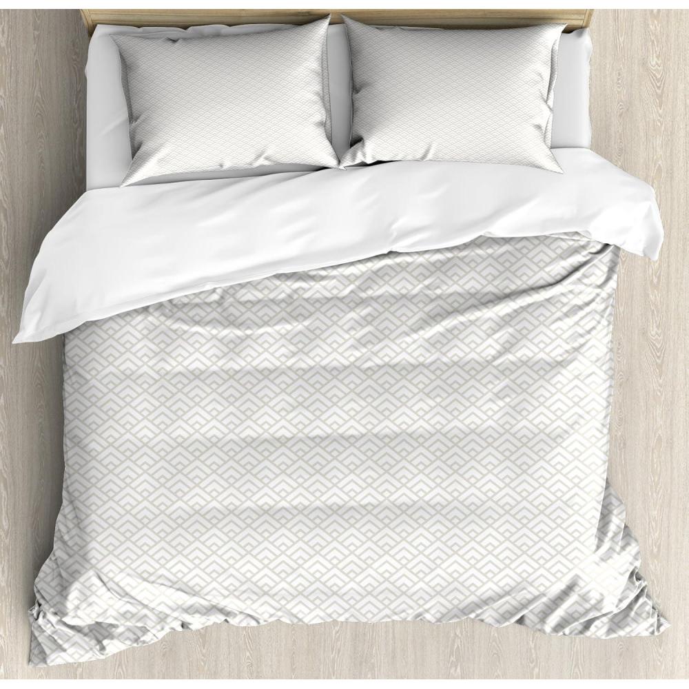 imageAmbesonne Romantic Duvet Cover Set Valentines Hearts Lovers Forever Together Birthday Marriage Print Decorative 3 Piece Bedding Set with 2 Pillow Shams Queen Size Sea Green BrownBeige and White