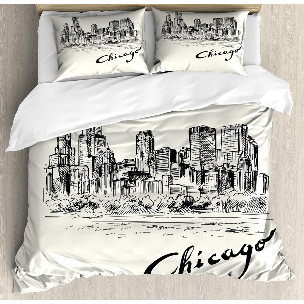 imageAmbesonne Romantic Duvet Cover Set Valentines Hearts Lovers Forever Together Birthday Marriage Print Decorative 3 Piece Bedding Set with 2 Pillow Shams Queen Size Sea Green BrownBlack and Cream