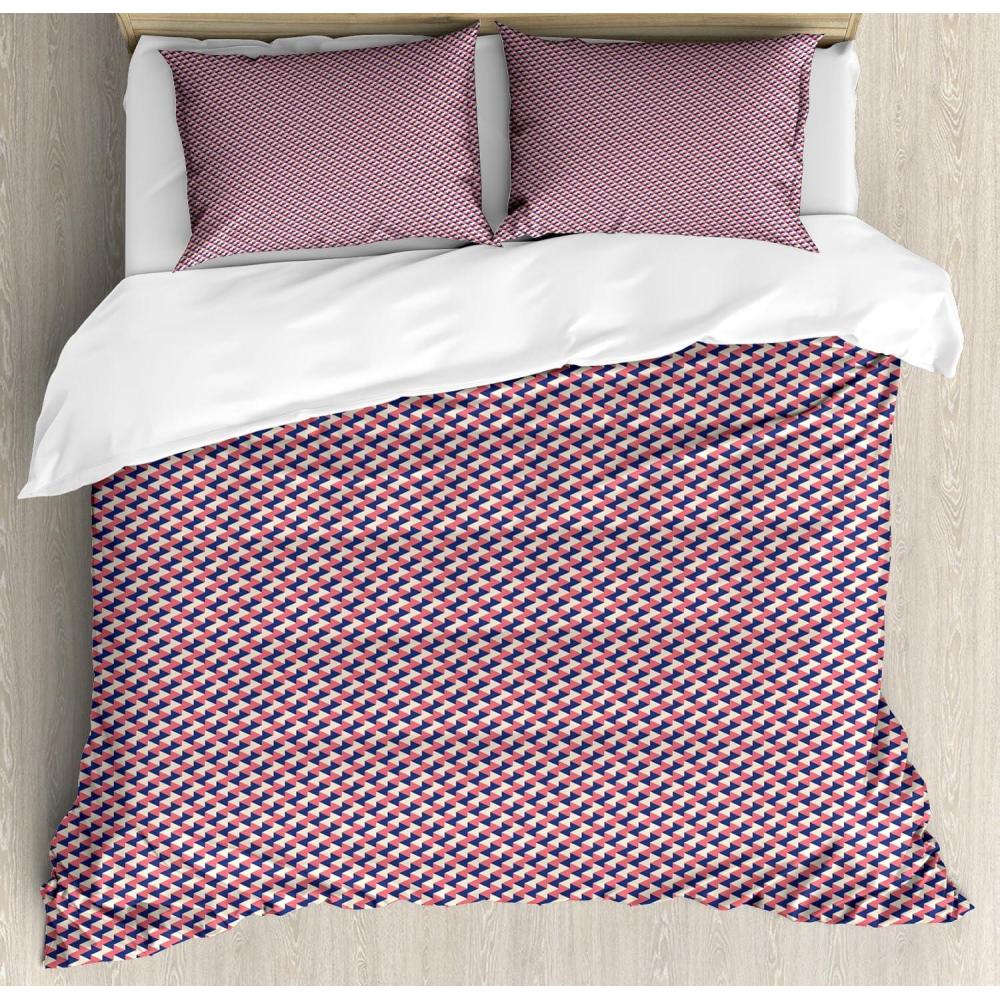 imageAmbesonne Romantic Duvet Cover Set Valentines Hearts Lovers Forever Together Birthday Marriage Print Decorative 3 Piece Bedding Set with 2 Pillow Shams Queen Size Sea Green BrownDark Coral Navy Blue