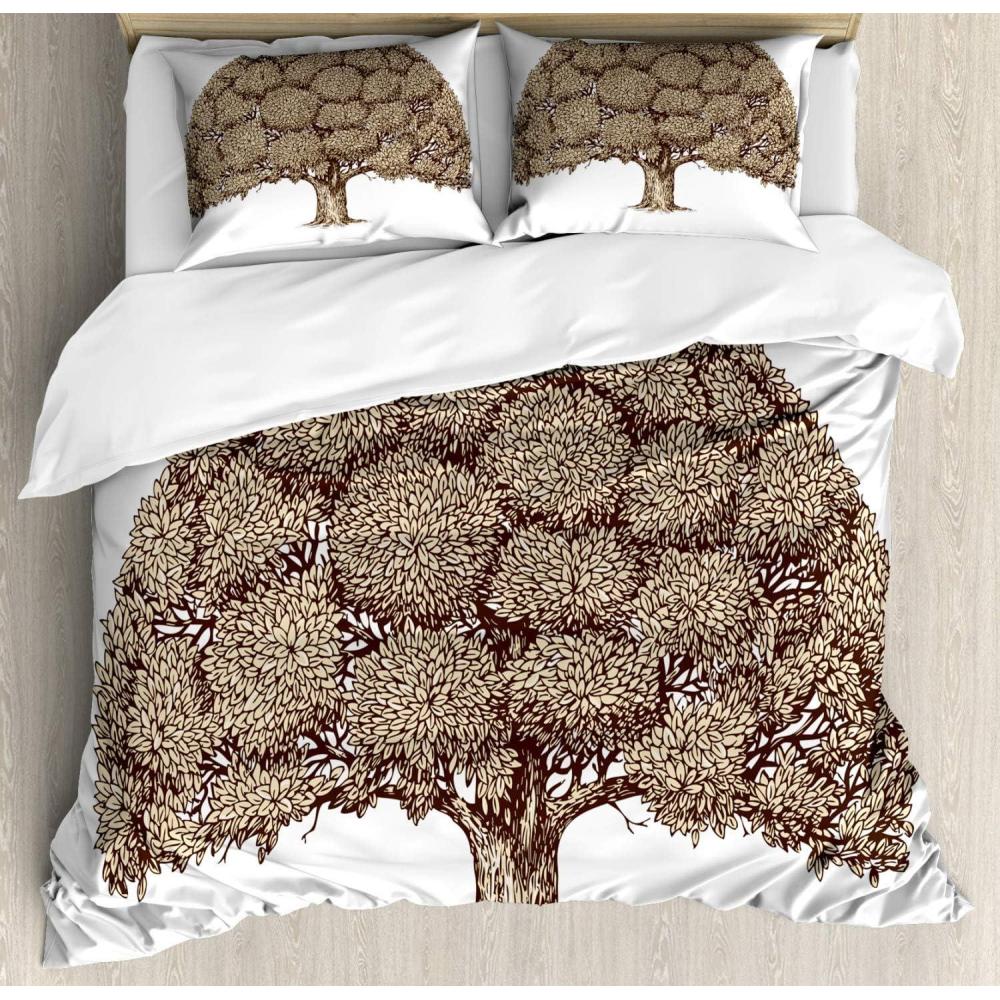 imageAmbesonne Romantic Duvet Cover Set Valentines Hearts Lovers Forever Together Birthday Marriage Print Decorative 3 Piece Bedding Set with 2 Pillow Shams Queen Size Sea Green BrownBrown and Pale Brown