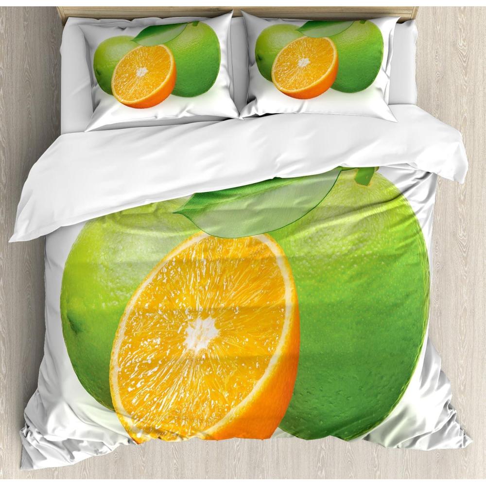 imageAmbesonne Romantic Duvet Cover Set Valentines Hearts Lovers Forever Together Birthday Marriage Print Decorative 3 Piece Bedding Set with 2 Pillow Shams Queen Size Sea Green BrownOrange Apple Green
