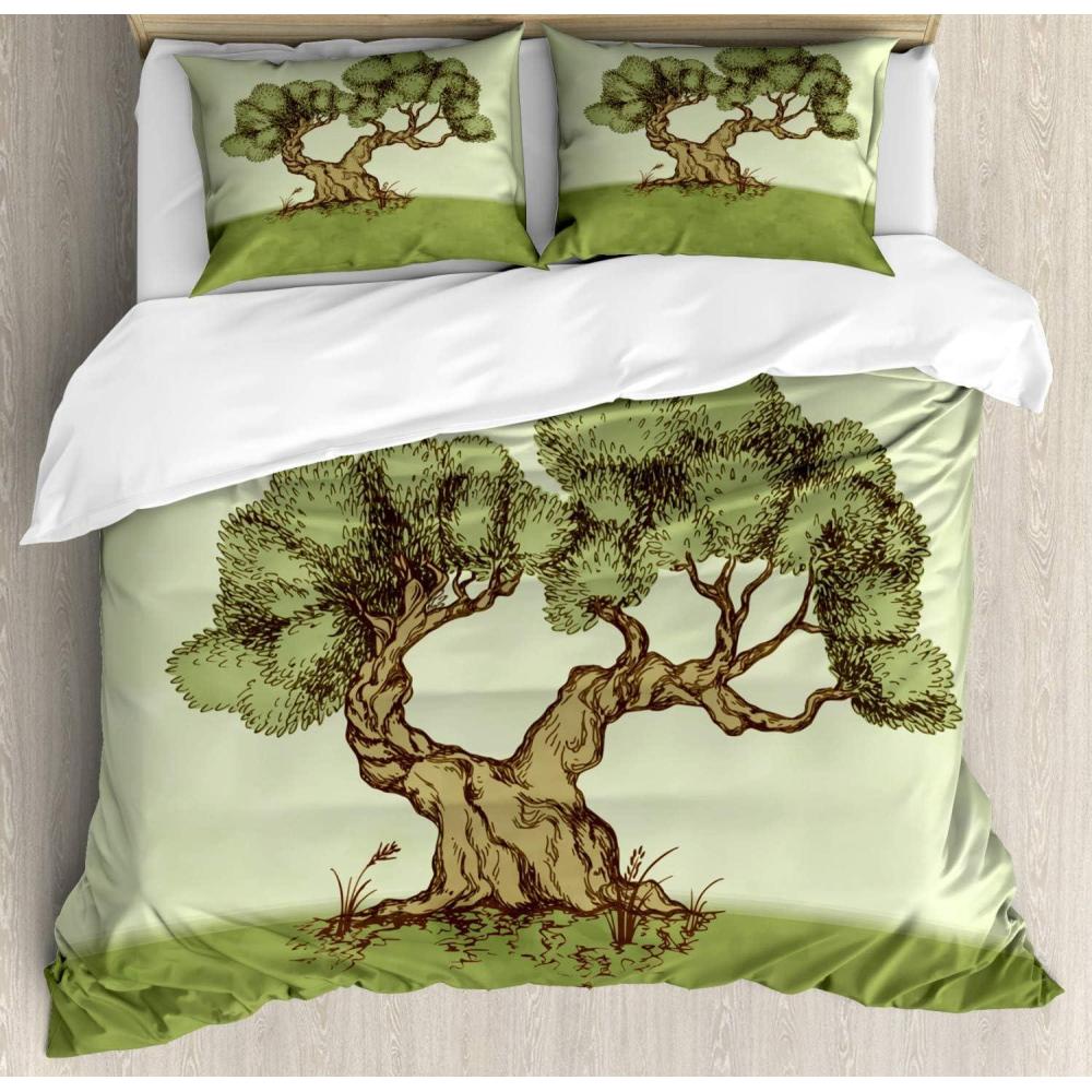 imageAmbesonne Romantic Duvet Cover Set Valentines Hearts Lovers Forever Together Birthday Marriage Print Decorative 3 Piece Bedding Set with 2 Pillow Shams Queen Size Sea Green BrownPale Green Pale Brown
