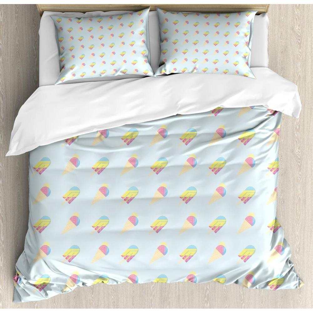 imageAmbesonne Watercolor Duvet Cover Sets Valentines Day Theme Colorful Little Hearts Vibrant Paintbrush Effect Bedding Set with 2 Duvet Covers amp 4 Pillowcases 2 Pack Queen Size MulticolorPale Blue Multicolor