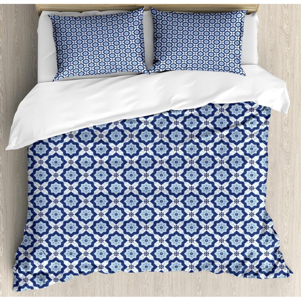 imageAmbesonne Watercolor Duvet Cover Sets Valentines Day Theme Colorful Little Hearts Vibrant Paintbrush Effect Bedding Set with 2 Duvet Covers amp 4 Pillowcases 2 Pack Queen Size MulticolorDark Blue White