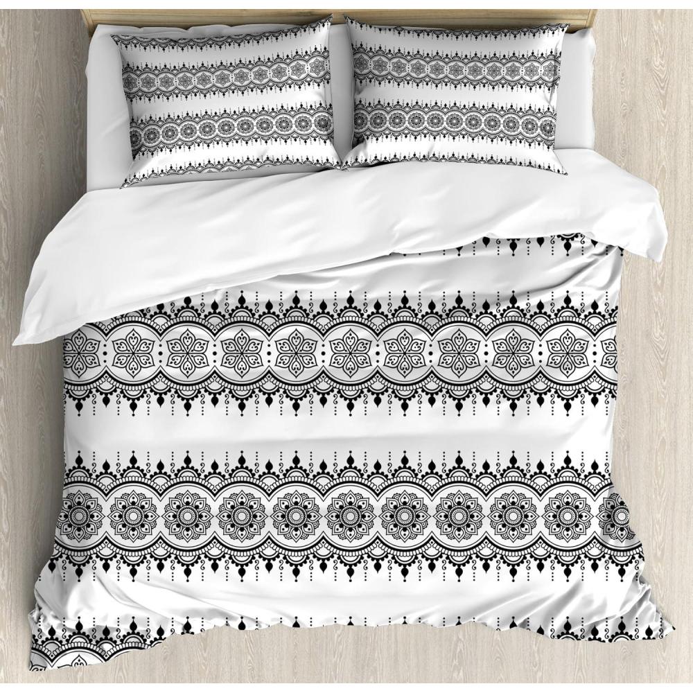 imageAmbesonne Watercolor Duvet Cover Sets Valentines Day Theme Colorful Little Hearts Vibrant Paintbrush Effect Bedding Set with 2 Duvet Covers amp 4 Pillowcases 2 Pack Queen Size MulticolorWhite Black