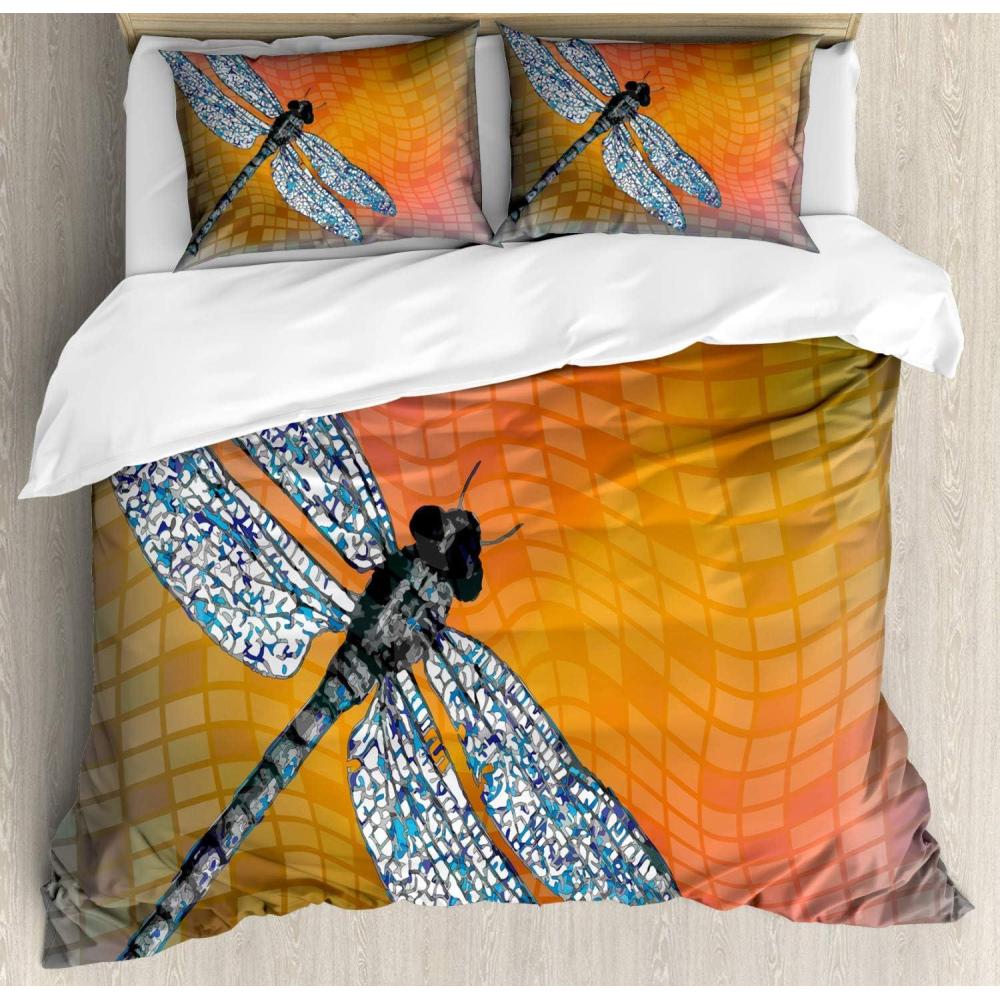 imageAmbesonne Watercolor Duvet Cover Sets Valentines Day Theme Colorful Little Hearts Vibrant Paintbrush Effect Bedding Set with 2 Duvet Covers amp 4 Pillowcases 2 Pack Queen Size MulticolorOrange Blue