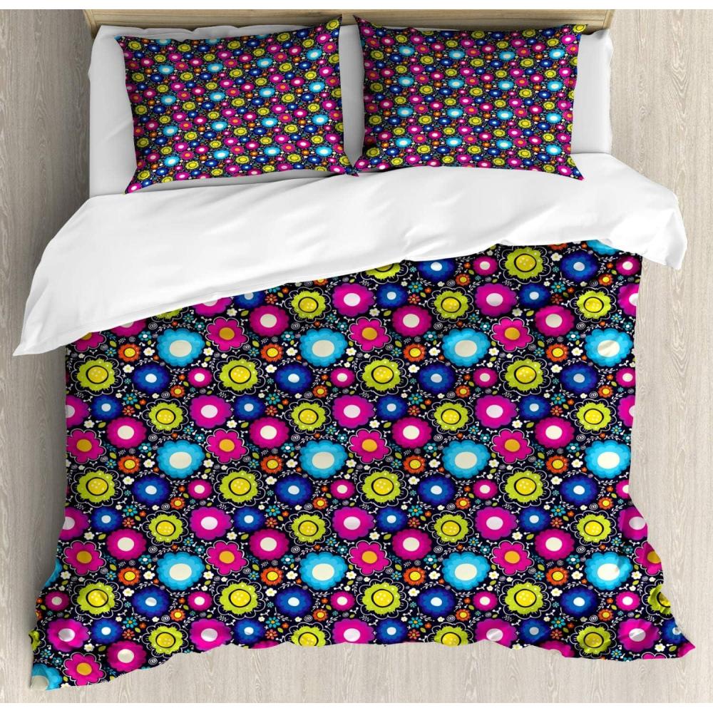 imageAmbesonne Watercolor Duvet Cover Sets Valentines Day Theme Colorful Little Hearts Vibrant Paintbrush Effect Bedding Set with 2 Duvet Covers amp 4 Pillowcases 2 Pack Queen Size MulticolorMagenta Multicolor