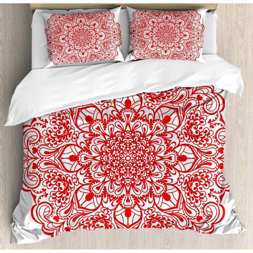 imageAmbesonne Watercolor Duvet Cover Sets Valentines Day Theme Colorful Little Hearts Vibrant Paintbrush Effect Bedding Set with 2 Duvet Covers amp 4 Pillowcases 2 Pack Queen Size MulticolorOrange
