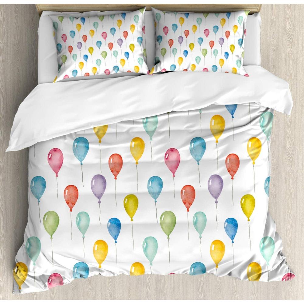 imageAmbesonne Watercolor Duvet Cover Sets Valentines Day Theme Colorful Little Hearts Vibrant Paintbrush Effect Bedding Set with 2 Duvet Covers amp 4 Pillowcases 2 Pack Queen Size MulticolorYellow Multicolor