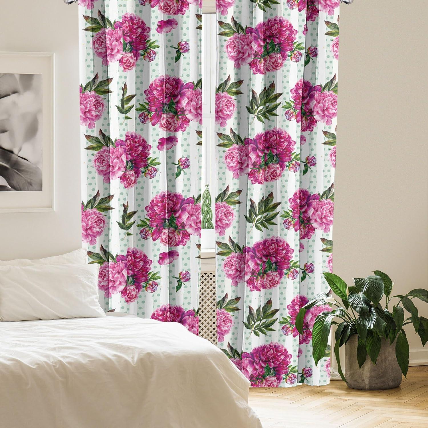 imageAmbesonne Floral Curtains Abstract Retro Continuous Neutral Flowers Print Springtime Garden Scene Window Treatments 2 Panel Set for Living Room Bedroom Pair of 28 x 95 Charcoal Grey and PeachOlive Green Hot Pink