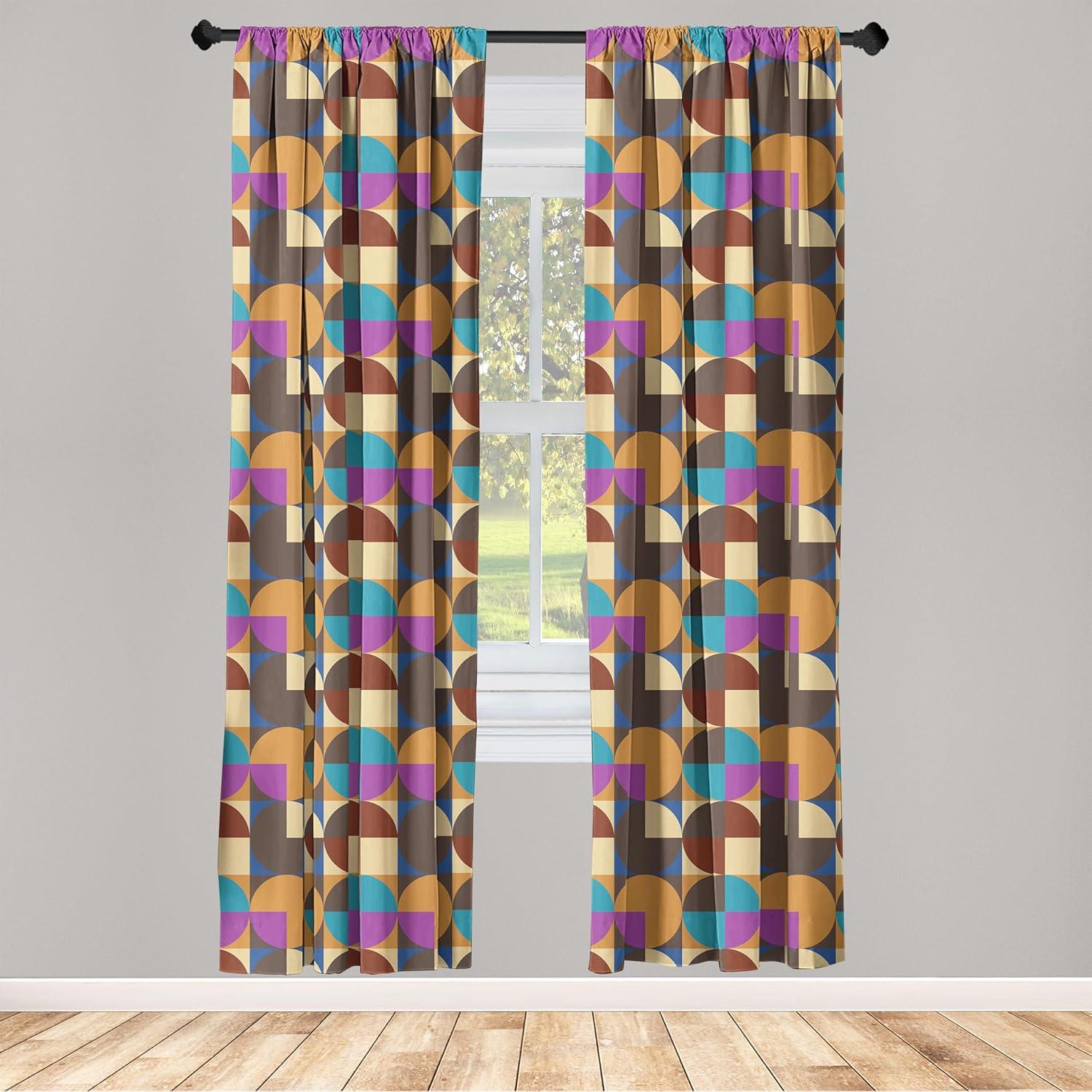 imageAmbesonne Nature Art Window Curtains Dragonfly Ornaments Modern Botanical Wings Pattern Grunge Effect Lightweight Decor 2Panel Set with Rod Pocket Pair of 28 x 84 Plum Teal and MulticolorDark Yellow and Sea Blue