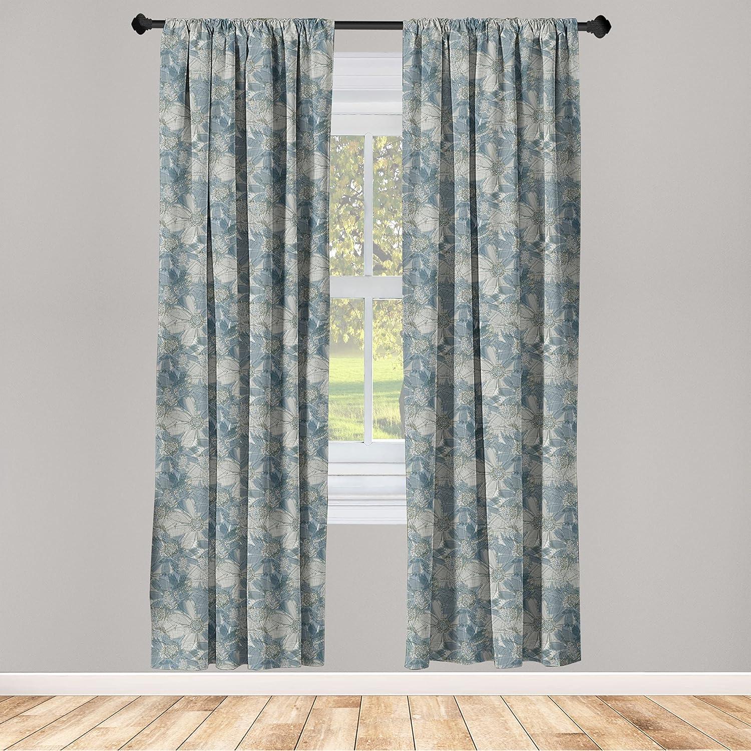 imageAmbesonne Nature Art Window Curtains Dragonfly Ornaments Modern Botanical Wings Pattern Grunge Effect Lightweight Decor 2Panel Set with Rod Pocket Pair of 28 x 84 Plum Teal and MulticolorDusk Sea Blue