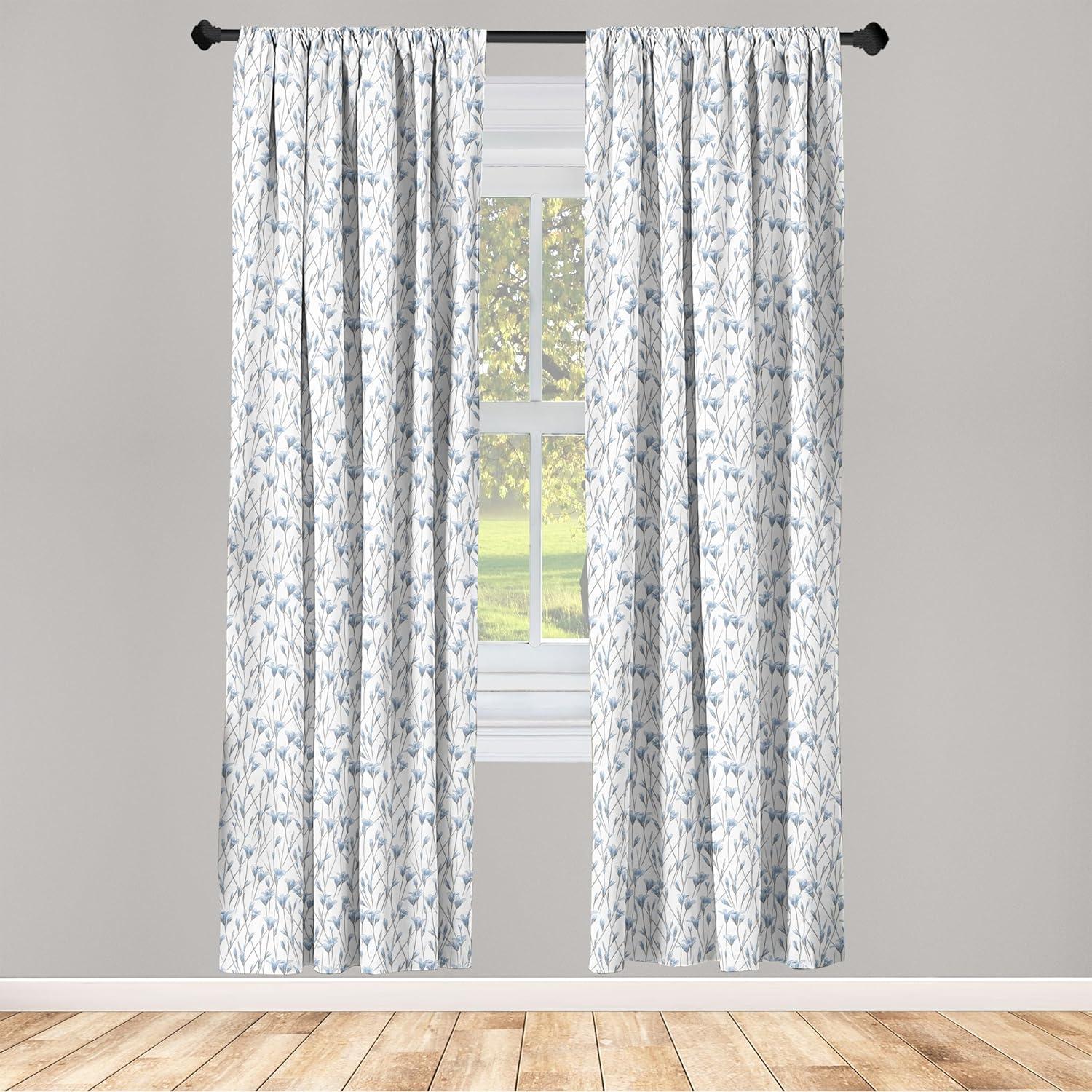 imageAmbesonne Nature Art Window Curtains Dragonfly Ornaments Modern Botanical Wings Pattern Grunge Effect Lightweight Decor 2Panel Set with Rod Pocket Pair of 28 x 84 Plum Teal and MulticolorSoft Blue and White