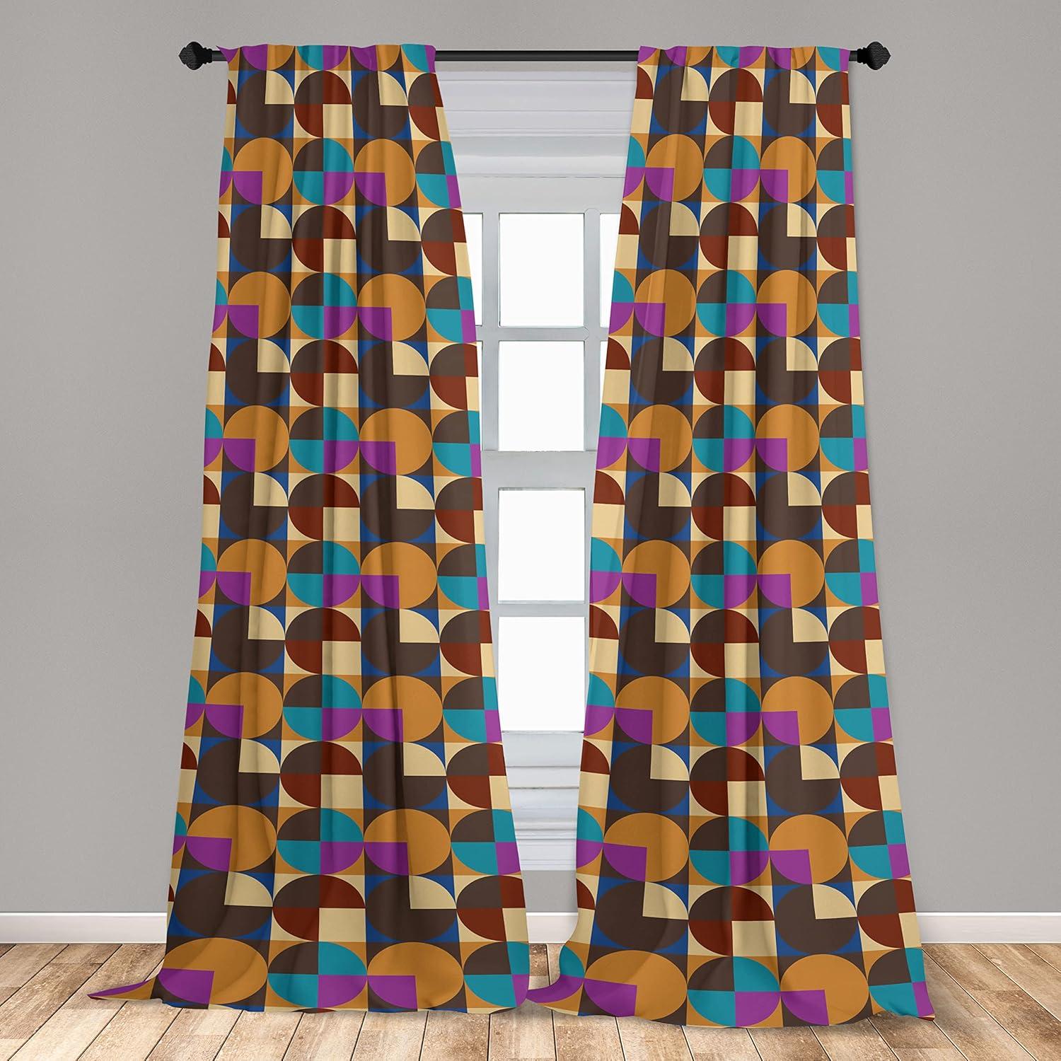 imageAmbesonne Nature Art Window Curtains Dragonfly Ornaments Modern Botanical Wings Pattern Grunge Effect Lightweight Decor 2Panel Set with Rod Pocket Pair of 28 x 84 Plum Teal and MulticolorDark Yellow and Sea Blue