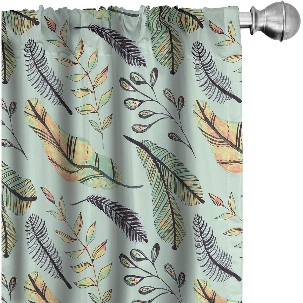 imageAmbesonne Nature Art Window Curtains Dragonfly Ornaments Modern Botanical Wings Pattern Grunge Effect Lightweight Decor 2Panel Set with Rod Pocket Pair of  28 x 84 Plum Teal and MulticolorPastel Green Blue and Peach