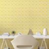 Ambesonne Abstract Peel & Stick Wallpaper for Home, Hand Drawn Vintage Half Circles Sun Themed Bohemian Ornamental Vibrant Pattern, Self-Adhesive Living Room Kitchen Accent, 13″ x 100″, Yellow White