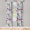 Ambesonne Floral Curtains, Abstract Retro Continuous Neutral Flowers Print Springtime Garden Scene, Window Treatments 2 Panel Set for Living Room Bedroom, Pair of – 28″ x 95″, Charcoal Grey and Peach(Dark Pink Pale Blue)