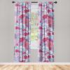 Ambesonne Floral Curtains, Abstract Retro Continuous Neutral Flowers Print Springtime Garden Scene, Window Treatments 2 Panel Set for Living Room Bedroom, Pair of – 28″ x 95″, Charcoal Grey and Peach(Dark Pink Blue)