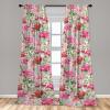 Ambesonne Floral Curtains, Abstract Retro Continuous Neutral Flowers Print Springtime Garden Scene, Window Treatments 2 Panel Set for Living Room Bedroom, Pair of – 28″ x 95″, Charcoal Grey and Peach(Pastel Pink Almond Green)