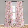Ambesonne Floral Curtains, Abstract Retro Continuous Neutral Flowers Print Springtime Garden Scene, Window Treatments 2 Panel Set for Living Room Bedroom, Pair of – 28″ x 95″, Charcoal Grey and Peach(Apple Green Pastel Pink)
