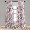 Ambesonne Floral Curtains, Abstract Retro Continuous Neutral Flowers Print Springtime Garden Scene, Window Treatments 2 Panel Set for Living Room Bedroom, Pair of – 28″ x 95″, Charcoal Grey and Peach(Soft Pink and Reseda Green)