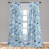 Ambesonne Floral Curtains, Abstract Retro Continuous Neutral Flowers Print Springtime Garden Scene, Window Treatments 2 Panel Set for Living Room Bedroom, Pair of – 28″ x 95″, Charcoal Grey and Peach(Pale Azure Blue Yellow)