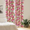 Ambesonne Floral Curtains, Abstract Retro Continuous Neutral Flowers Print Springtime Garden Scene, Window Treatments 2 Panel Set for Living Room Bedroom, Pair of – 28″ x 95″, Charcoal Grey and Peach(Dark Pink Fern Green)