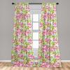 Ambesonne Floral Curtains, Abstract Retro Continuous Neutral Flowers Print Springtime Garden Scene, Window Treatments 2 Panel Set for Living Room Bedroom, Pair of – 28″ x 95″, Charcoal Grey and Peach(Raspberry Lime Green)