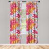 Ambesonne Floral Curtains, Abstract Retro Continuous Neutral Flowers Print Springtime Garden Scene, Window Treatments 2 Panel Set for Living Room Bedroom, Pair of – 28″ x 95″, Charcoal Grey and Peach(Vermilion Hot Pink)