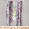 Ambesonne Floral Curtains, Abstract Retro Continuous Neutral Flowers Print Springtime Garden Scene, Window Treatments 2 Panel Set for Living Room Bedroom, Pair of – 28″ x 95″, Charcoal Grey and Peach(Pastel Pink Slate Blue)