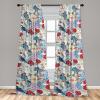 Ambesonne Floral Curtains, Abstract Retro Continuous Neutral Flowers Print Springtime Garden Scene, Window Treatments 2 Panel Set for Living Room Bedroom, Pair of – 28″ x 95″, Charcoal Grey and Peach(Dark Pink Pale Blue)