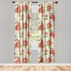 Ambesonne Floral Curtains, Abstract Retro Continuous Neutral Flowers Print Springtime Garden Scene, Window Treatments 2 Panel Set for Living Room Bedroom, Pair of – 28″ x 95″, Charcoal Grey and Peach(Salmon Sage Green)