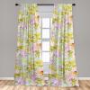 Ambesonne Floral Curtains, Abstract Retro Continuous Neutral Flowers Print Springtime Garden Scene, Window Treatments 2 Panel Set for Living Room Bedroom, Pair of – 28″ x 95″, Charcoal Grey and Peach(Pastel Yellow Pale Peach)