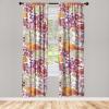 Ambesonne Floral Curtains, Abstract Retro Continuous Neutral Flowers Print Springtime Garden Scene, Window Treatments 2 Panel Set for Living Room Bedroom, Pair of – 28″ x 95″, Charcoal Grey and Peach(Burnt Sienna Dark Pink)