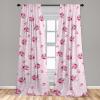 Ambesonne Floral Curtains, Abstract Retro Continuous Neutral Flowers Print Springtime Garden Scene, Window Treatments 2 Panel Set for Living Room Bedroom, Pair of – 28″ x 95″, Charcoal Grey and Peach(Dark Pink Pale Grey)