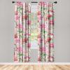 Ambesonne Floral Curtains, Abstract Retro Continuous Neutral Flowers Print Springtime Garden Scene, Window Treatments 2 Panel Set for Living Room Bedroom, Pair of – 28″ x 95″, Charcoal Grey and Peach(Pastel Pink Almond Green)