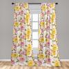 Ambesonne Floral Curtains, Abstract Retro Continuous Neutral Flowers Print Springtime Garden Scene, Window Treatments 2 Panel Set for Living Room Bedroom, Pair of – 28″ x 95″, Charcoal Grey and Peach(Earth Yellow Fawn Sepia)