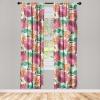 Ambesonne Floral Curtains, Abstract Retro Continuous Neutral Flowers Print Springtime Garden Scene, Window Treatments 2 Panel Set for Living Room Bedroom, Pair of – 28″ x 95″, Charcoal Grey and Peach(Dark Peach Jade Green)
