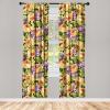 Ambesonne Floral Curtains, Abstract Retro Continuous Neutral Flowers Print Springtime Garden Scene, Window Treatments 2 Panel Set for Living Room Bedroom, Pair of – 28″ x 95″, Charcoal Grey and Peach(Pale Orange Fuchsia)