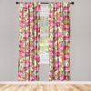 Ambesonne Floral Curtains, Abstract Retro Continuous Neutral Flowers Print Springtime Garden Scene, Window Treatments 2 Panel Set for Living Room Bedroom, Pair of – 28″ x 95″, Charcoal Grey and Peach(Dark Pink Fern Green)